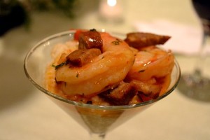 shrimp and grits in martini glass